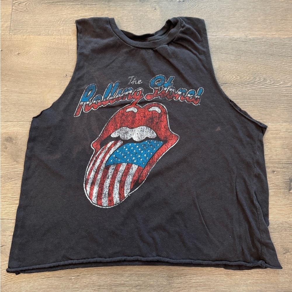 The Rolling Stones Vintage Grey Washed Retro 90s Tank Top Distressed